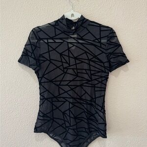 Geometric Black Sheer Bodysuit